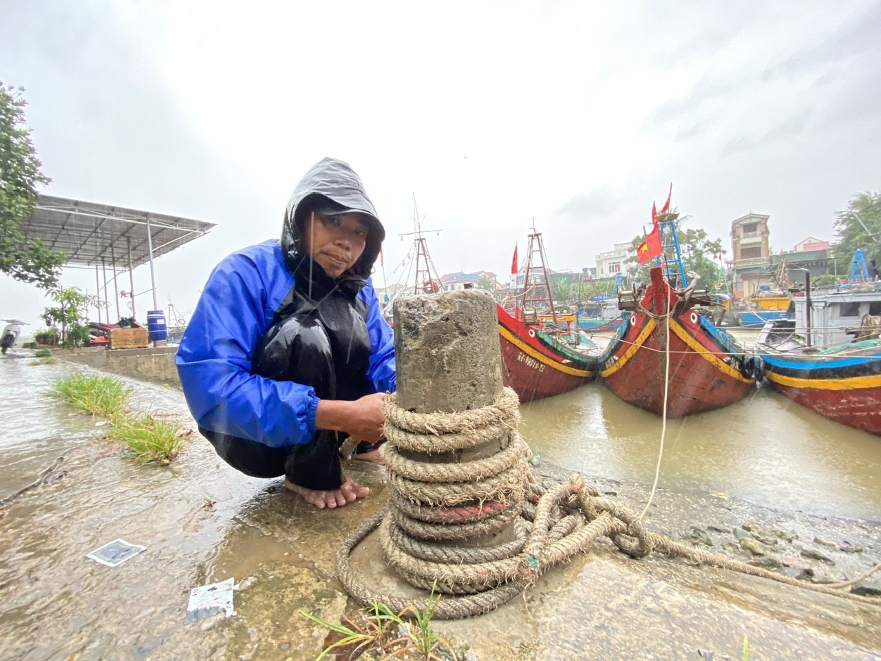 Chằng néo tàu thuyền tránh trú bão - Ảnh: tư liệu