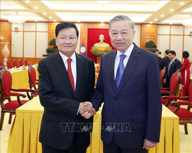 Tổng Bí thư Tô Lâm hội kiến Tổng Bí thư, Chủ tịch nước Lào Thongloun Sisoulith - Ảnh: TTXVN Tổng Bí thư Tô Lâm hội kiến Tổng Bí thư, Chủ tịch nước Lào Thongloun Sisoulith - Ảnh: TTXVN