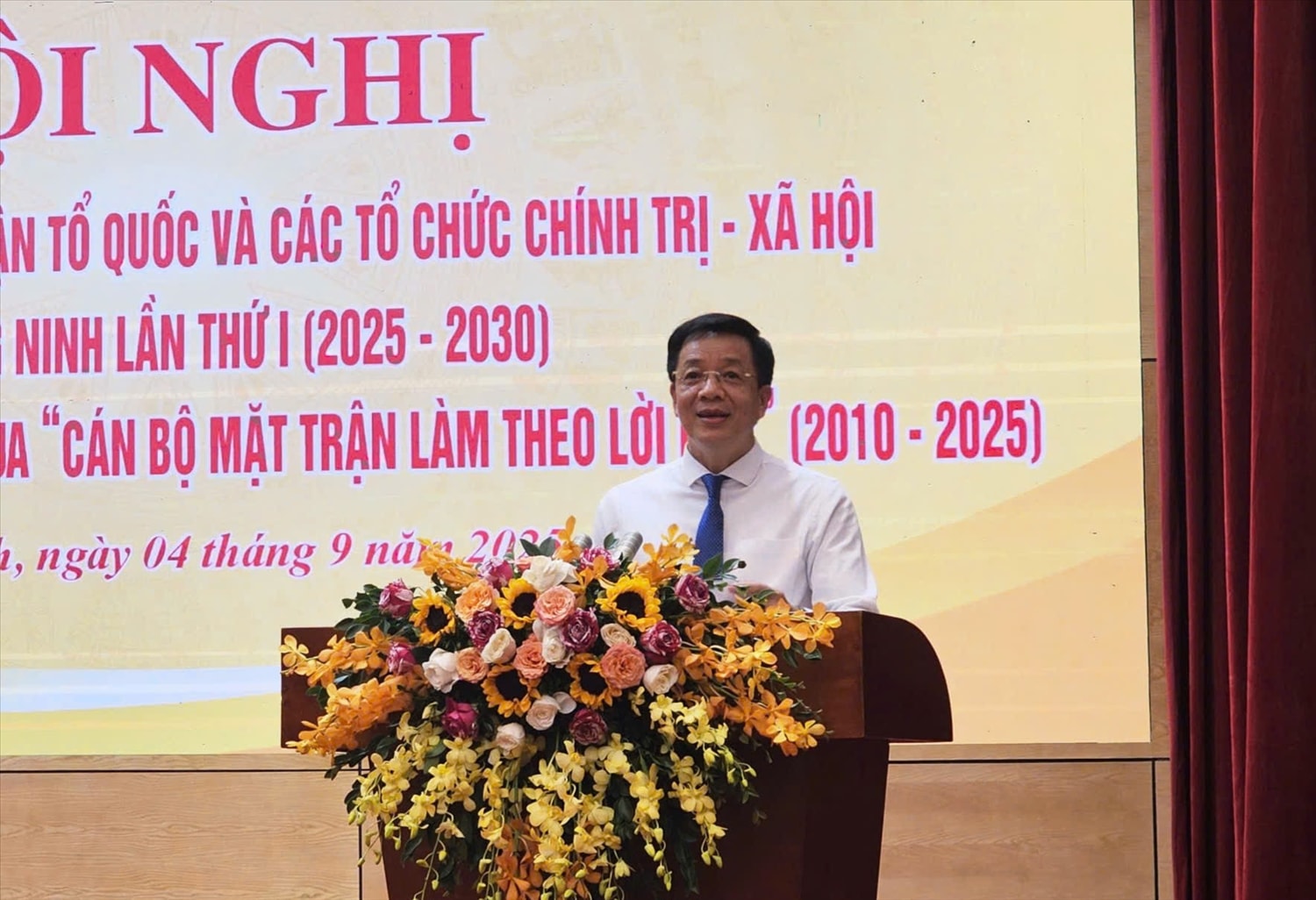 Chủ tịch Ủy ban MTTQ tỉnh Quảng Ninh Nguyễn Văn Hồi phát biểu bế mạc tại hội nghị (Ảnh: Mỹ Dung) Chủ tịch Ủy ban MTTQ tỉnh Quảng Ninh Nguyễn Văn Hồi phát biểu bế mạc tại hội nghị (Ảnh: Mỹ Dung)