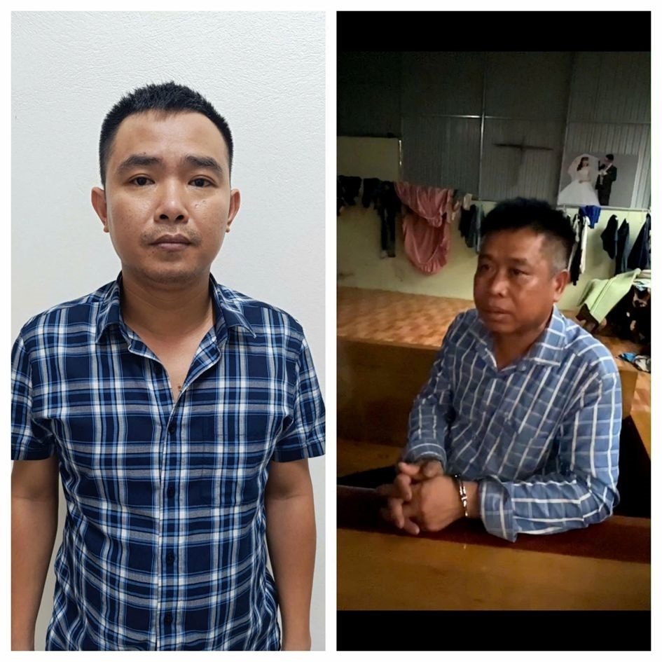 Đối tượng Vũ Anh Thắng (bên trái) và Vi Văn Nhân (bên phải). Ảnh: Công an Thanh Hóa