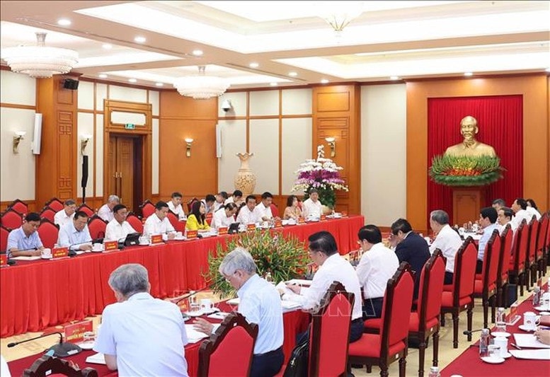Các đại biểu tham dự buổi làm việc - Ảnh: Thống Nhất/TTXVN