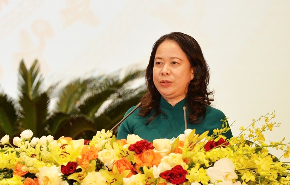 Phó Chủ tịch nước Võ Thị Ánh Xuân phát biểu chỉ đạo tại Đại hội. (Ảnh: Mỹ Dung)