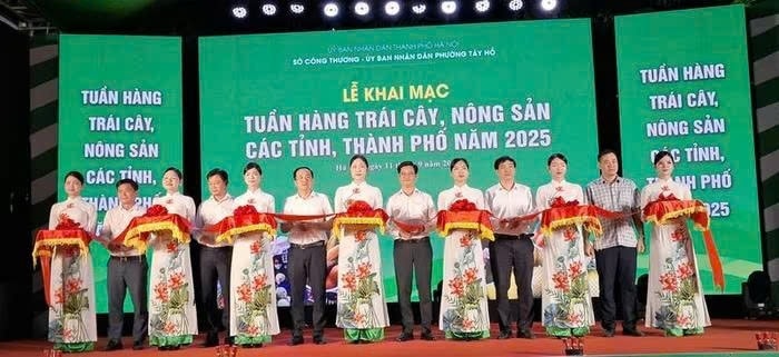 Các đại biểu cắt băng khai mạc tuần hàng. Ảnh: ITN