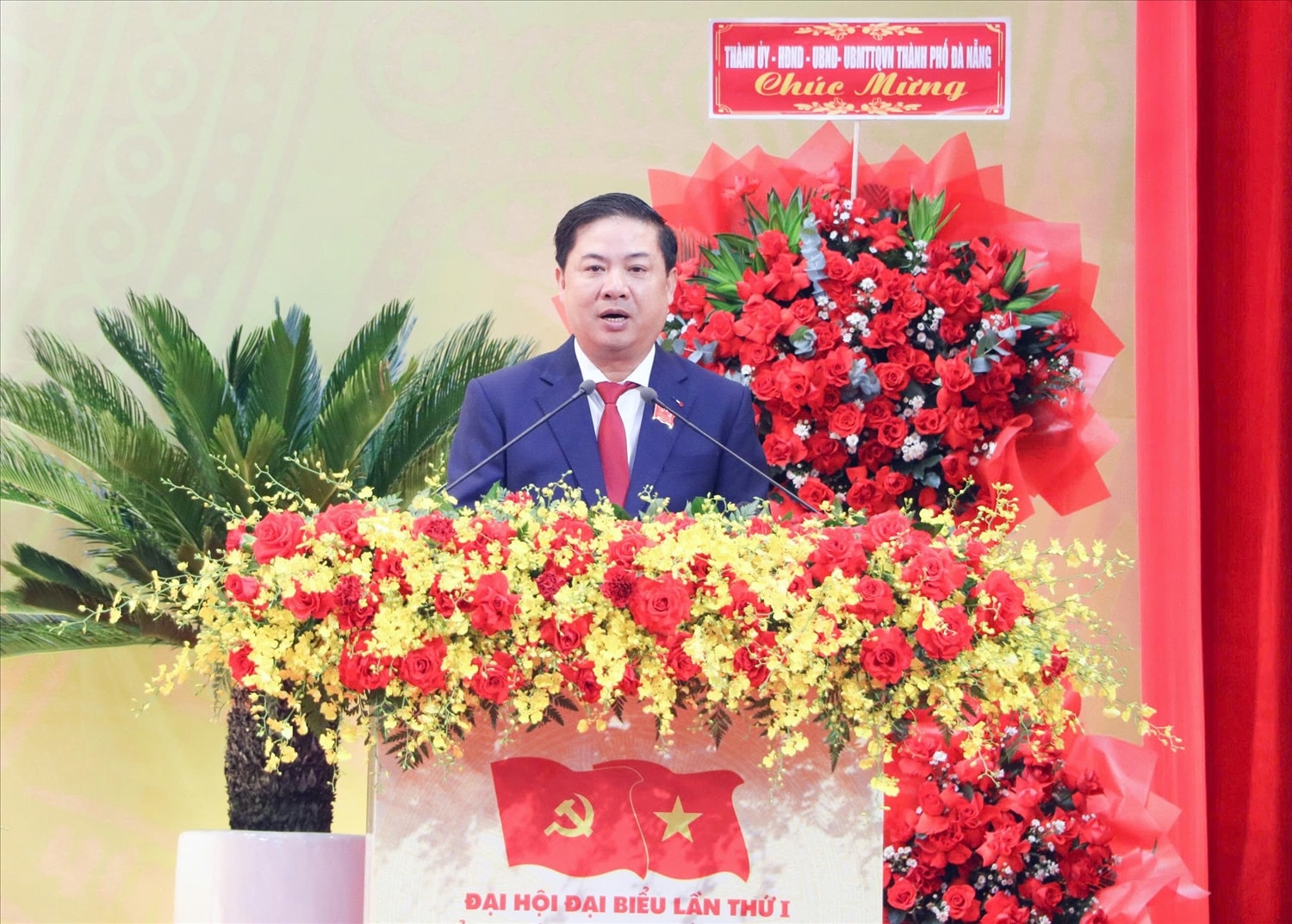 Ông Lương Nguyễn Minh Triết - Bí thư Thành uỷ Đà Nẵng phát biểu tại Đại hội. (Ảnh Bin Hoàng).