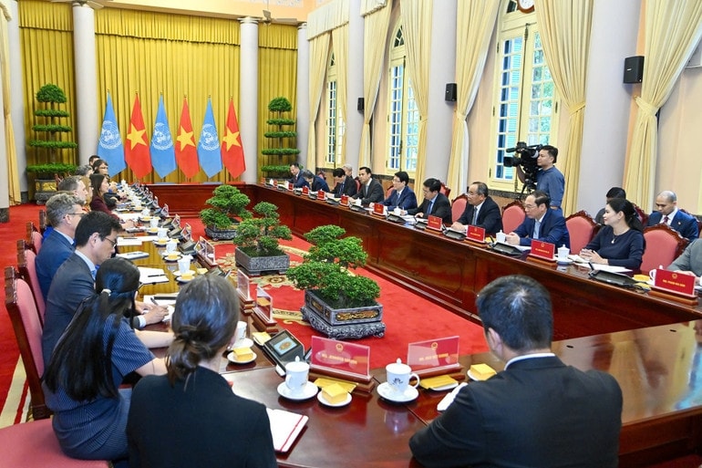 Toàn cảnh buổi tiếp. (Ảnh: THUỶ NGUYÊN)