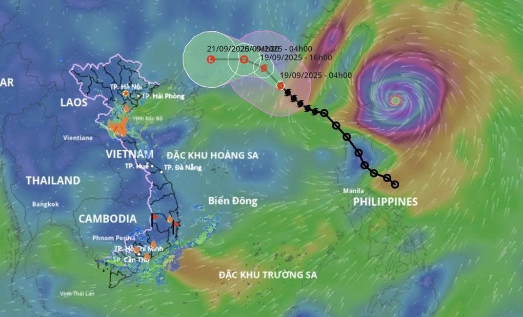Cơn bão Ragasa mới hình thành khả năng đi vào Biển Đông ngày 23/9 và sẽ ảnh hưởng đến đất liền nước ta (Ảnh: Hệ thống giám sát thiên tai)