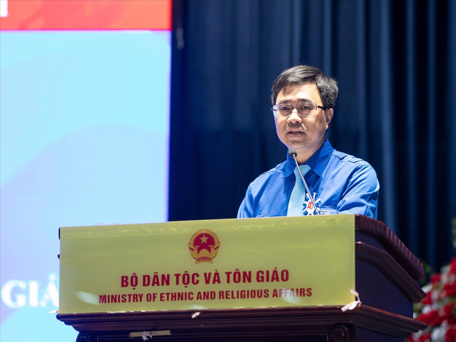 Bí thư Đoàn Thanh niên Chính phủ Bùi Hoàng Tùng phát biểu tại Đại hội (Ảnh. Tuấn Ninh)