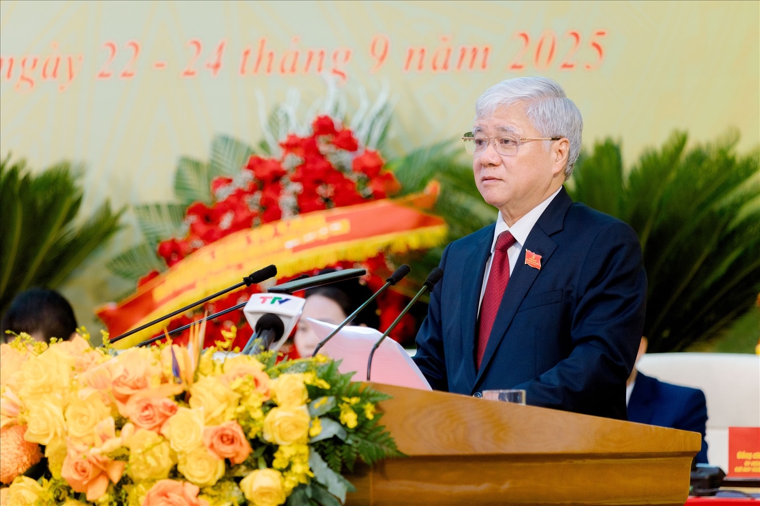 Ủy viên Bộ Chính trị, Bí thư Trung ương Đảng, Chủ tịch Ủy ban Trung ương MTTQ Việt Nam Đỗ Văn Chiến phát biểu chỉ đạo tại Đại hội