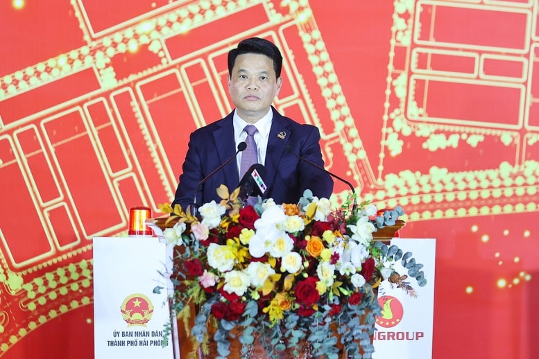 Phó Bí thư Thành ủy, Chủ tịch UBND thành phố Hải Phòng Lê Ngọc Châu phát biểu tại buổi lễ - Ảnh: VGP/Nhật Bắc