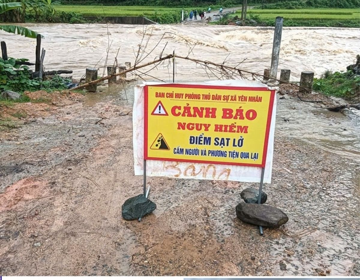 Đặt biển cảnh báo nguy hiểm ở những nơi nước dâng cao. (ảnh CTV)