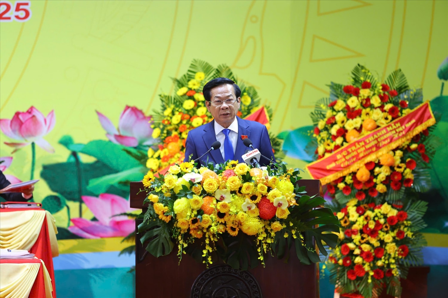 Ông Đỗ Thanh Bình - Ủy viên Trung ương Đảng, Bí thư Thành ủy Cần Thơ nhiệm kỳ 2020 - 2025 - phát biểu bế mạc Đại hội. 