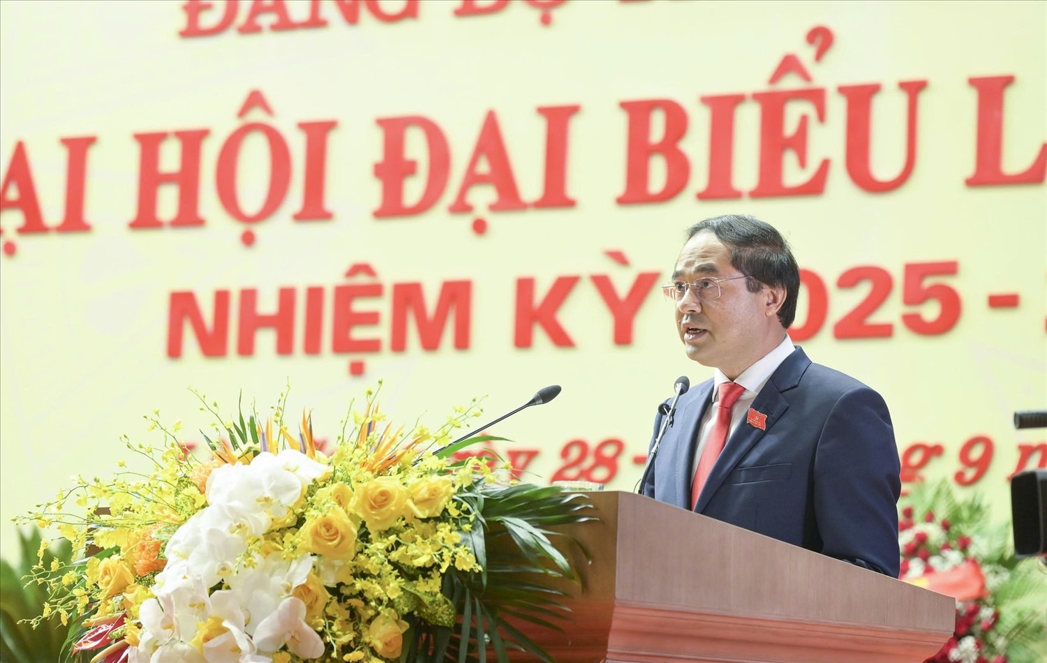Bí thư Tỉnh ủy Lào Cai Trịnh Xuân Trường phát biểu khai mạc Đại hội (Ảnh: Trọng Bảo)
