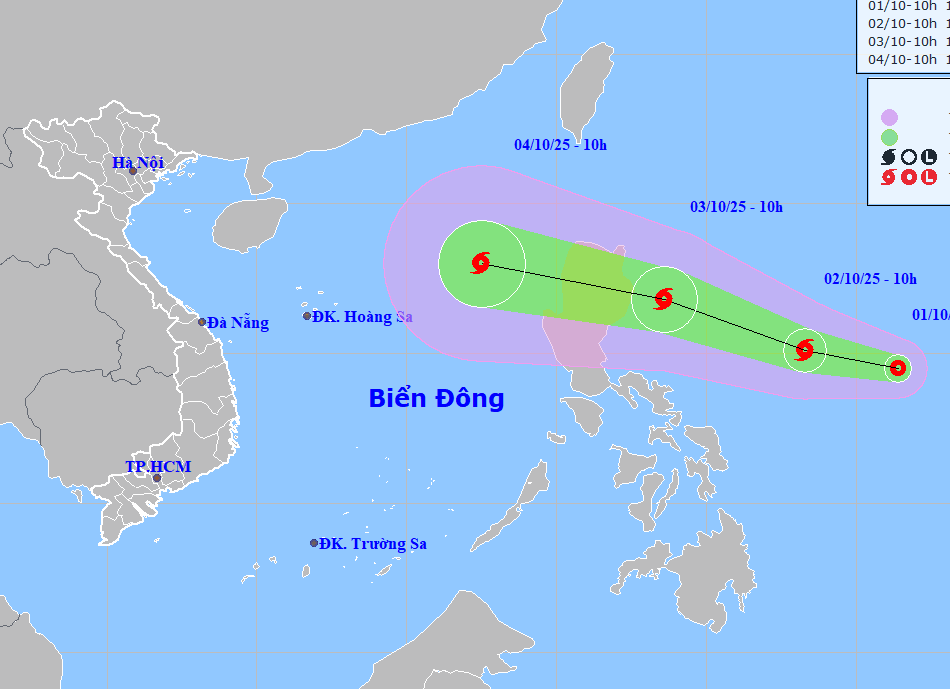 Dự báo đường đi của áp thấp nhiệt đới có thể thành bão số 11 (Ảnh: Trung tâm DBKTTV Quốc gia)