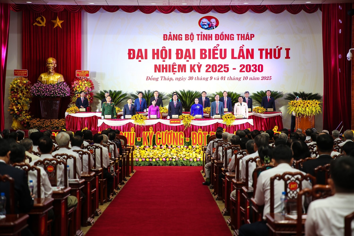 Quang cảnh Đại hội đại biểu Đảng bộ tỉnh Đồng Tháp lần thứ I, nhiệm kỳ 2025 - 2030.