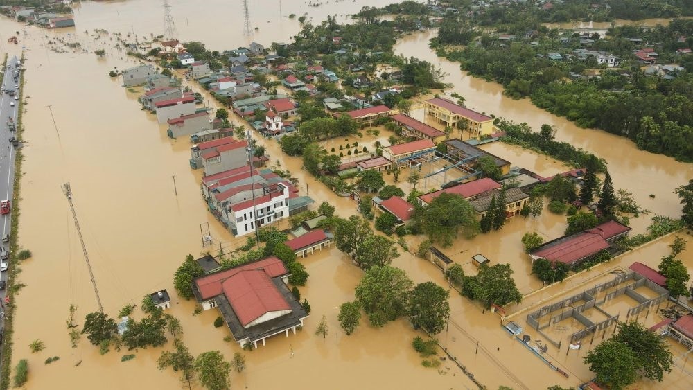 Hàng nghìn hộ dân ở Nông Cống, tỉnh Thanh Hóa bị ngập sâu trong nước lũ.