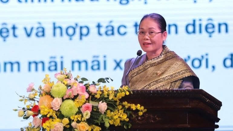 Thứ trưởng Bộ Văn hóa và Du lịch Lào Darany Phommavongsa phát biểu. (Ảnh: VIỆT HÙNG)