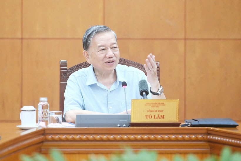 Tổng Bí thư Tô Lâm phát biểu chỉ đạo tại buổi làm việc. (Ảnh: ĐĂNG KHOA) 