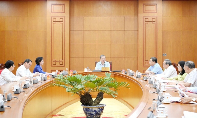 Tổng Bí thư Tô Lâm chủ trì buổi làm việc. (Ảnh: ĐĂNG KHOA) 
