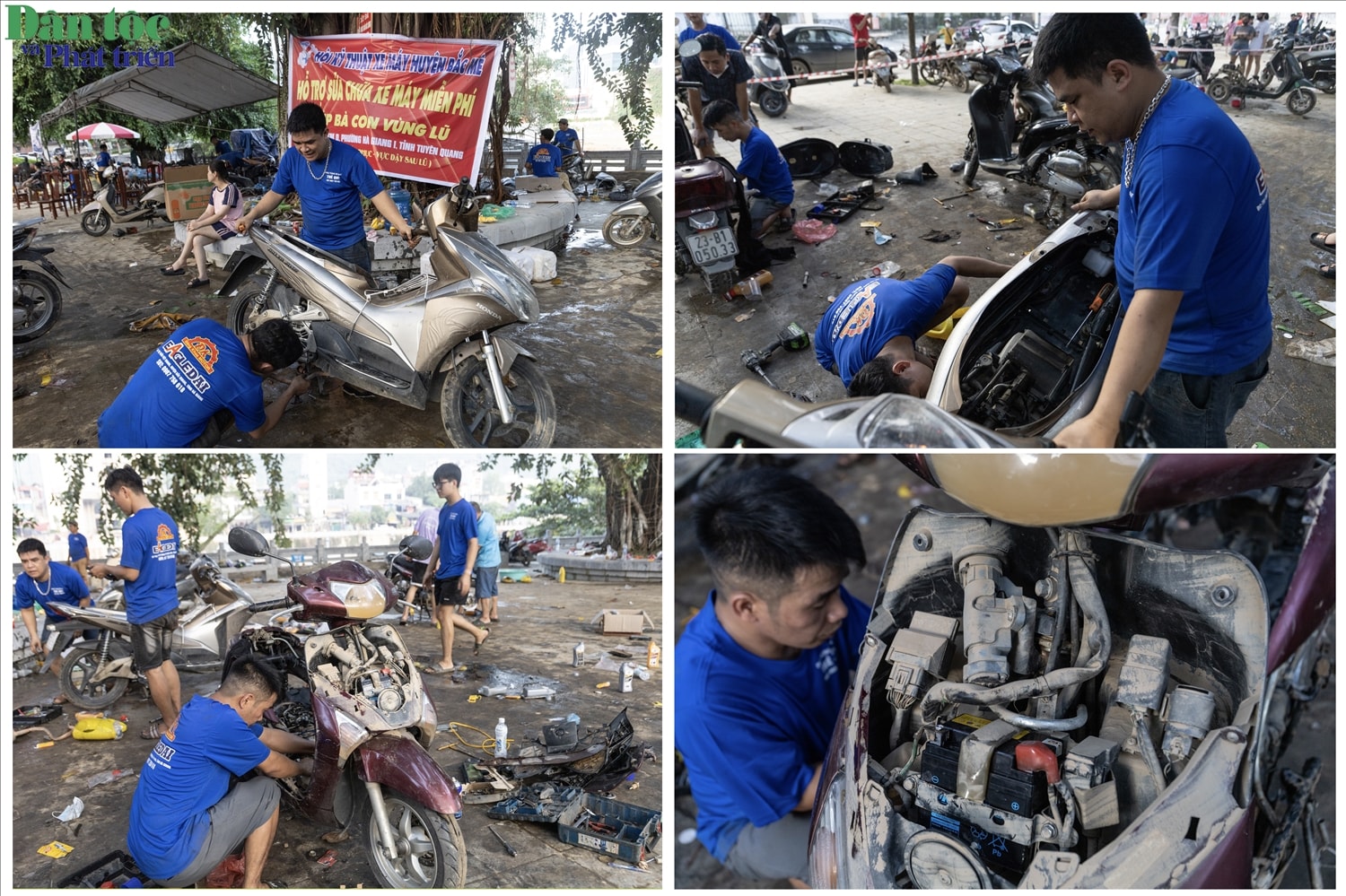 Xưởng sửa xe đặc biệt này được hơn 40 thợ sửa xe máy trên địa bàn tỉnh Tuyên Quang “khai trương” từ sáng 4/10