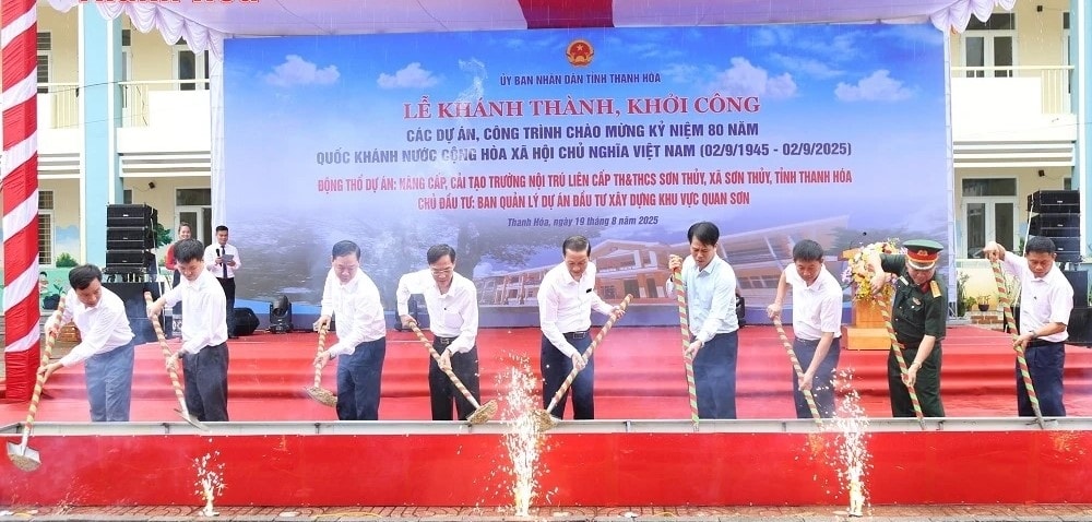 Lễ động thổ dự án nâng cấp, cải tạo Trường Nội trú liên cấp TH và THCS Sơn Thủy tháng 8/2025