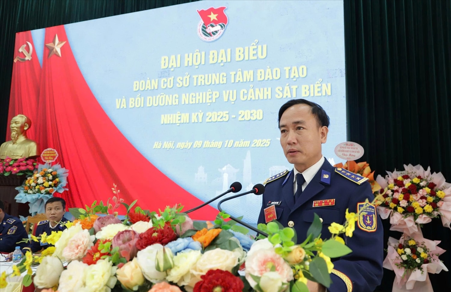 Đại tá Nguyễn Văn Tuân - Bí thư Đảng ủy, Chính ủy Trung tâm, phát biểu và chỉ đạo Đại hội