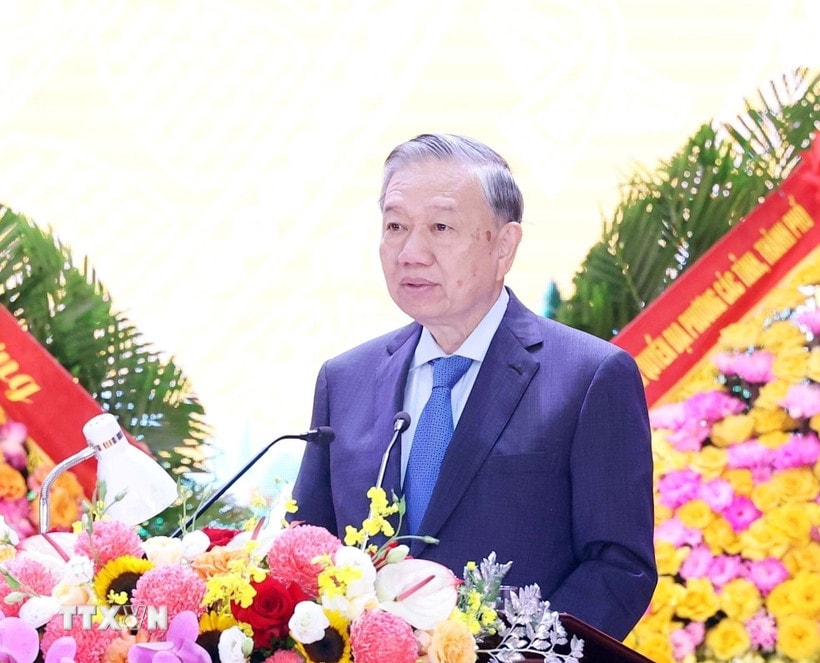 Tổng Bí thư Tô Lâm phát biểu tại lễ kỷ niệm. Ảnh: Thống Nhất/TTXVN