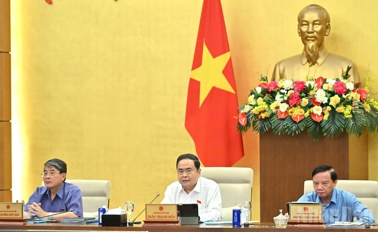Chủ tịch Quốc hội Trần Thanh Mẫn phát biểu ý kiến tại phiên họp. (Ảnh: DUY LINH)