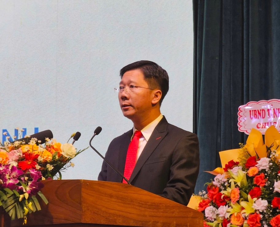 Ông Nguyễn Văn Lăng – Thành viên HĐQT, Tổng Giám đốc Cty Cổ Phần Becamex Bình Định phát biểu tại Hội nghị. (Ảnh T.N)