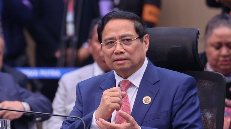 Thủ tướng Chính phủ Phạm Minh Chính đề xuất 4 trọng tâm ưu tiên cho hợp tác ASEAN-Australia. (Ảnh: VGP/Nhật Bắc)