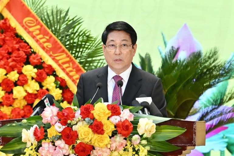 Chủ tịch nước Lương Cường phát biểu tại buổi lễ. Chủ tịch nước Lương Cường phát biểu tại buổi lễ.