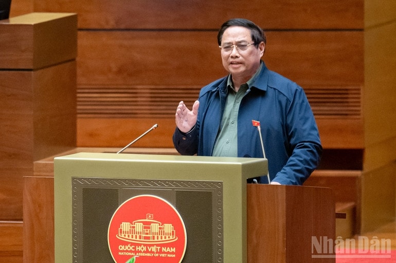 Thủ tướng Chính phủ Phạm Minh Chính phát biểu tại phiên thảo luận. (Ảnh: THỦY NGUYÊN)