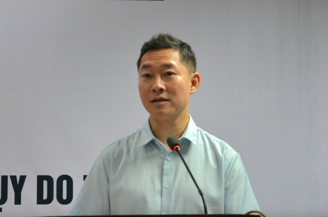 Ông Lê Thanh Hòa, Phó Trưởng phòng Phụ trách phòng Nghiệp vụ Văn hóa dân tộc, Cục Văn hóa các dân tộc Việt Nam phát biểu khai mạc lớp tập huấn. (Ảnh: N.Đ)