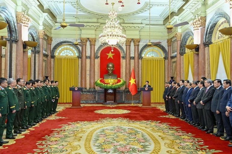 Toàn cảnh buổi lễ. (Ảnh: THỦY NGUYÊN)