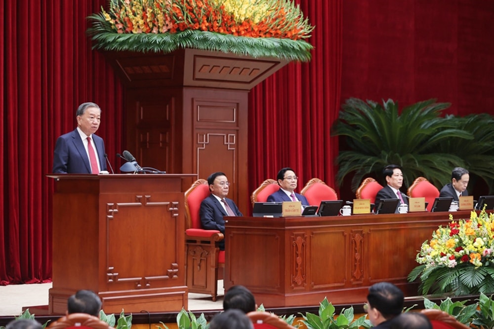 Tổng Bí thư Tô Lâm kỳ vọng Hội nghị Trung ương 14 sẽ tạo đồng thuận rất cao về: Tầm nhìn phát triển và những định hướng chiến lược trình Đại hội XIV; Danh sách nhân sự giới thiệu tham gia Bộ Chính trị, Ban Bí thư - Ảnh: VGP/Nhật Bắc