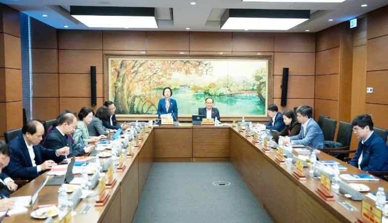 Đại biểu Quốc hội thảo luận tại tổ về dự án Luật sửa đổi, bổ sung một số điều của Luật Sở hữu trí tuệ. (Ảnh: QH) 