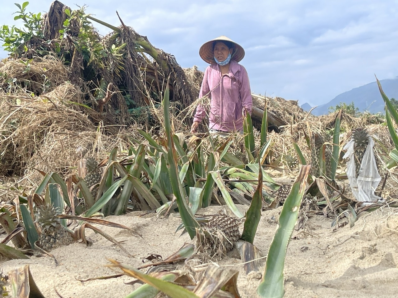 Bà Nguyễn Thị Miền mất sạch sau lũ. (Ảnh Huy Trường)