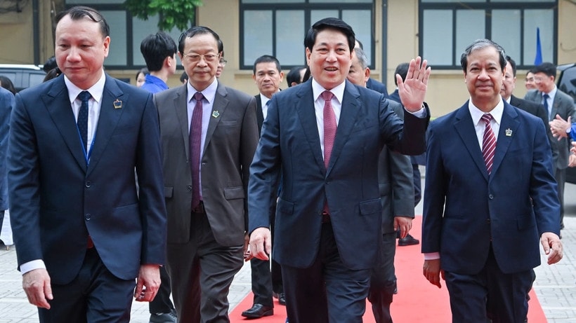 Chủ tịch nước Lương Cường dự Lễ kỷ niệm Ngày Nhà giáo Việt Nam và Đại hội Thi đua yêu nước ngành Giáo dục. (Ảnh: Thủy Nguyên) 