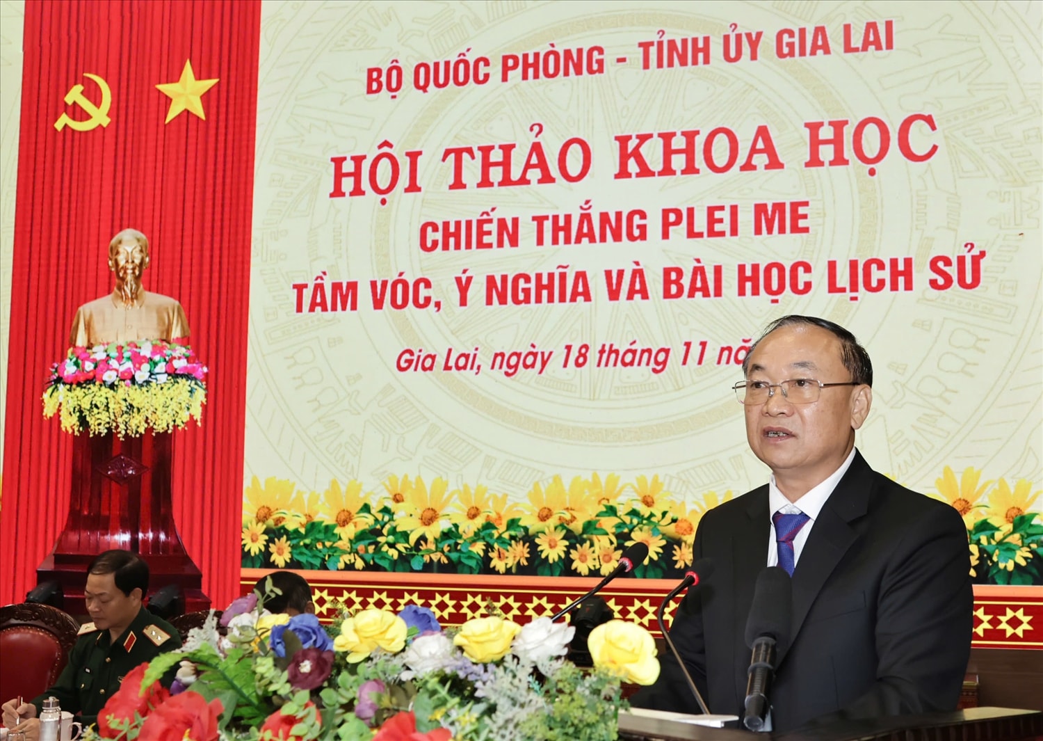 Ông Thái Đại Ngọc, Ủy viên Trung ương Đảng, Bí thư Tỉnh ủy Gia Lai phát biểu tại hội thảo