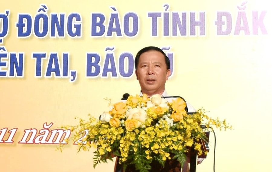 Ông Nguyễn Văn Út - Chủ tịch UBND tỉnh Đồng Nai, phát biểu tại Lễ xuất quân