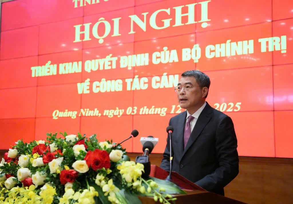 Bí thư Trung ương Đảng, Trưởng Ban Tổ chức Trung ương Lê Minh Hưng phát biểu tại hội nghị