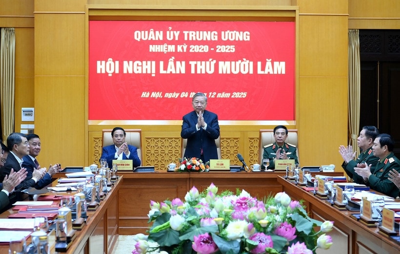 Tổng Bí thư Tô Lâm, Bí thư Quân ủy Trung ương, chủ trì Hội nghị Quân ủy Trung ương lần thứ 15. (Ảnh: ĐĂNG KHOA) Tổng Bí thư Tô Lâm, Bí thư Quân ủy Trung ương, chủ trì Hội nghị Quân ủy Trung ương lần thứ 15. (Ảnh: ĐĂNG KHOA)
