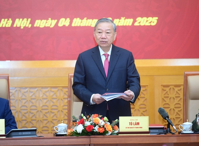 Tổng Bí thư Tô Lâm phát biểu kết luận hội nghị. (Ảnh: ĐĂNG KHOA) Tổng Bí thư Tô Lâm phát biểu kết luận hội nghị. (Ảnh: ĐĂNG KHOA)
