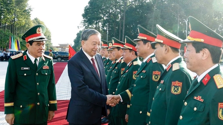 Tổng Bí thư Tô Lâm và các đại biểu. (Ảnh: Thống Nhất/TTXVN) 