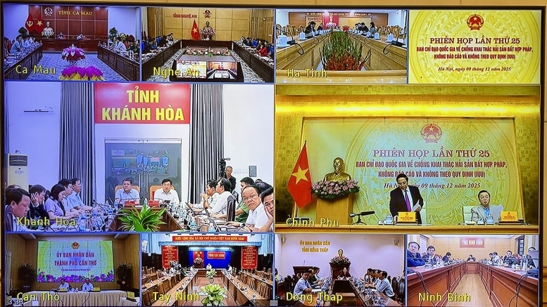 Thủ tướng: Phải thực hiện mục tiêu kép chống khai thác IUU và phát triển nghề cá bền vững- Ảnh 6. Phiên họp được kết nối trực tuyến với đầu cầu 21 tỉnh, thành phố ven biển - Ảnh: VGP/Nhật Bắc