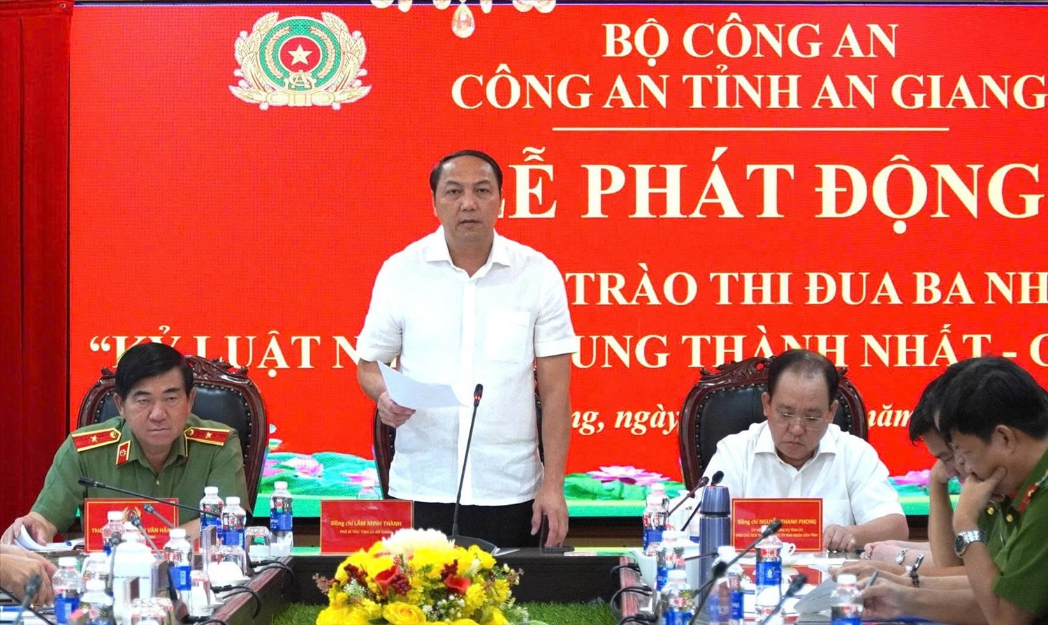 Phó Bí thư Tỉnh ủy An Giang Lâm Minh Thành phát biểu tại lễ phát động