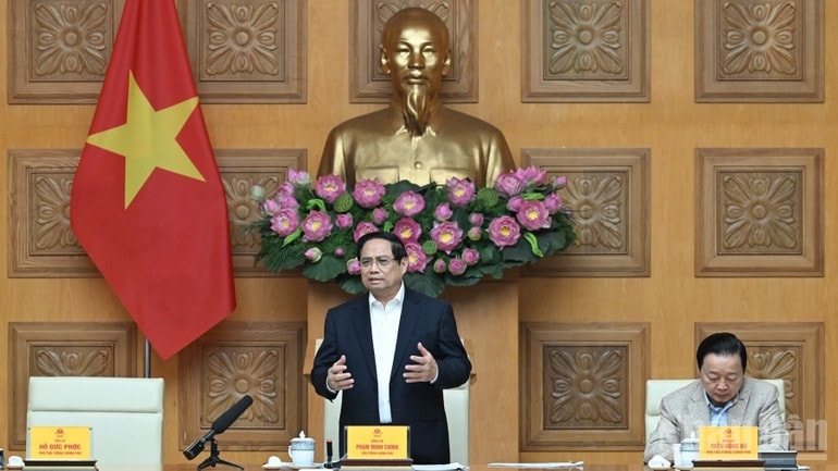 Thủ tướng Phạm Minh Chính phát biểu ý kiến kết luận cuộc họp. (Ảnh: Trần Hải)