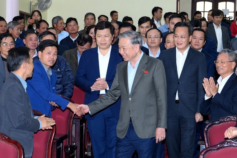 Tổng Bí thư Tô Lâm dự Hội nghị tiếp xúc cử tri tỉnh Hưng Yên sau Kỳ họp thứ 10, Quốc hội khóa XV. (Ảnh: Đăng Khoa) 