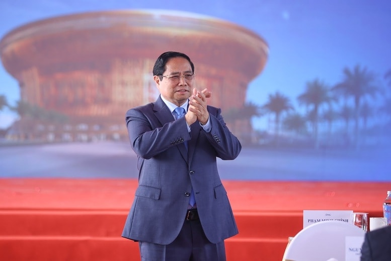 Thủ tướng Chính phủ Phạm Minh Chính dự Lễ khởi công dự án đầu tư xây dựng khu đô thị thể thao Olympic (xã Thượng Phúc, thành phố Hà Nội) - Ảnh: VGP/Nhật Bắc