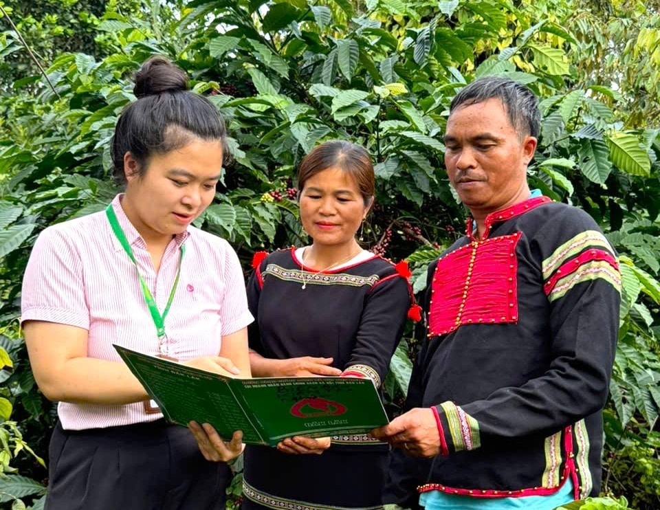 Cán bộ NHCSXH hướng dẫn, tư vấn chính sách tín dụng ưu đãi cho hộ đồng bào dân tộc thiểu số tại xã Krông Năng, góp phần giúp người dân nắm bắt cơ hội vay vốn phát triển sản xuất. Cán bộ NHCSXH hướng dẫn, tư vấn chính sách tín dụng ưu đãi cho hộ đồng bào dân tộc thiểu số tại xã Krông Năng, góp phần giúp người dân nắm bắt cơ hội vay vốn phát triển sản xuất.