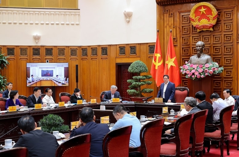 Thủ tướng Phạm Minh Chính, Thường trực Chính phủ họp về tình hình triển khai dự án xây dựng điện hạt nhân Ninh Thuận 1 - Ảnh: VGP/Nhật Bắc